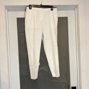 Jcrew white linen pants ankle